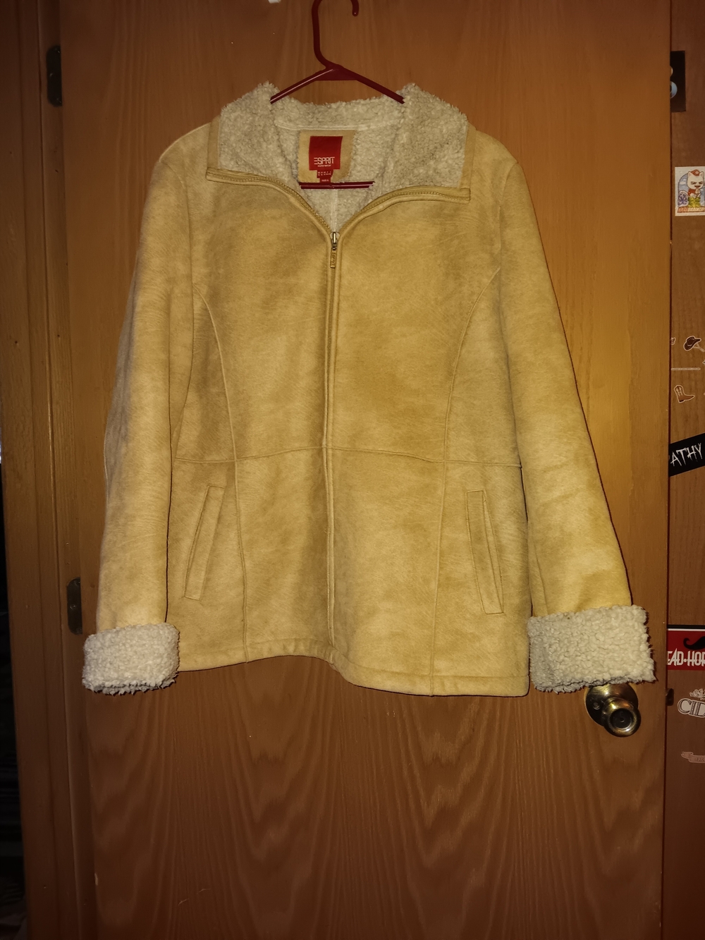 Esprit Women's Cream Faux-Shearling Zip Jacket